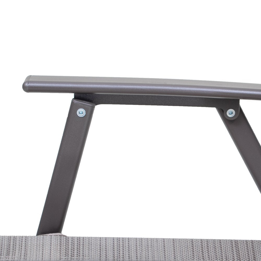 Set of Four 35" Brown Steel Sling Outdoor Folding Arm Chairs
