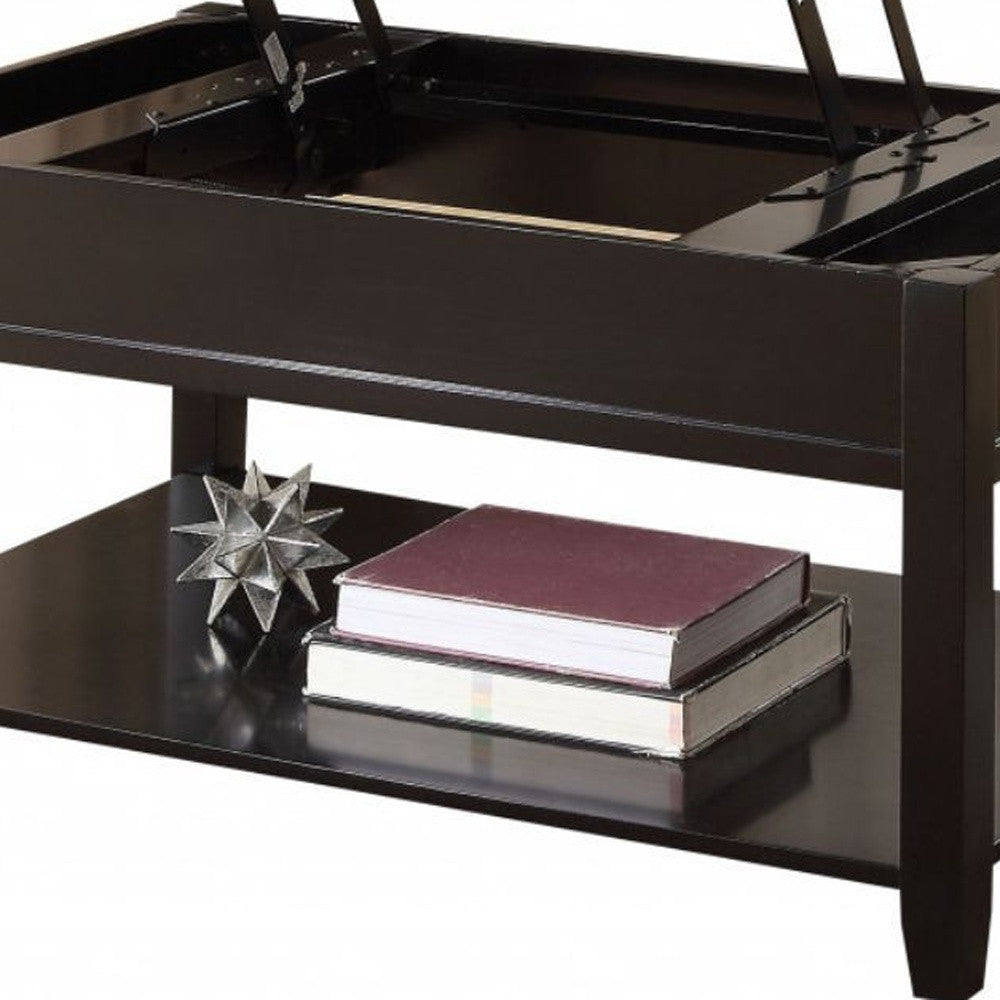 40" Black Wood Lift Top Coffee Table