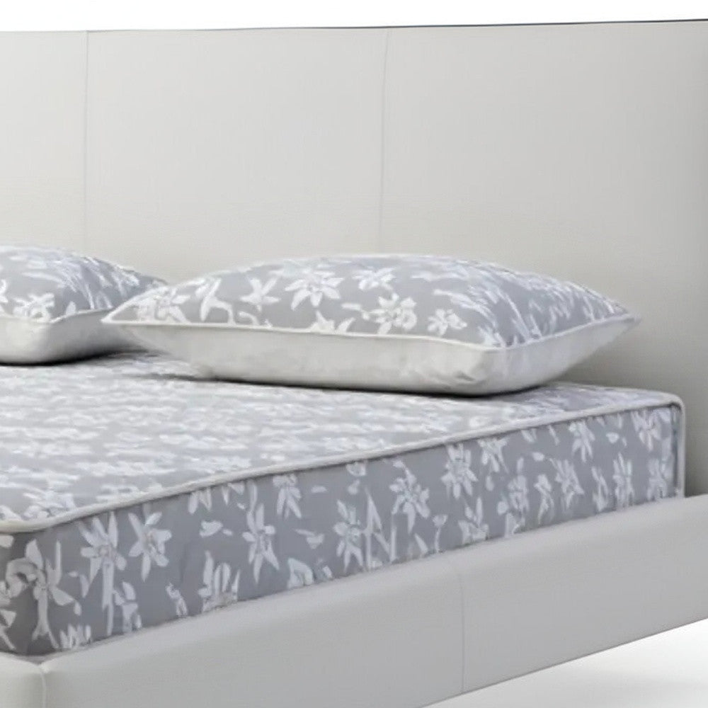 King White Upholstered Faux Leather Bed With USB