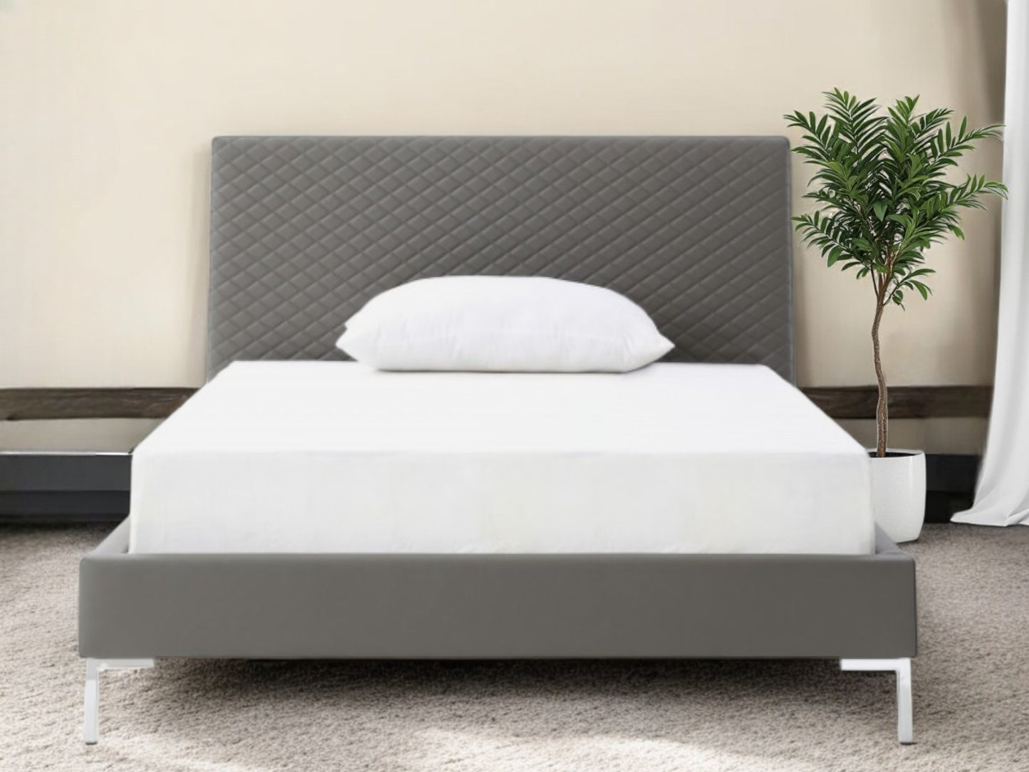 Dark Gray Faux Leather Full Bed Frame