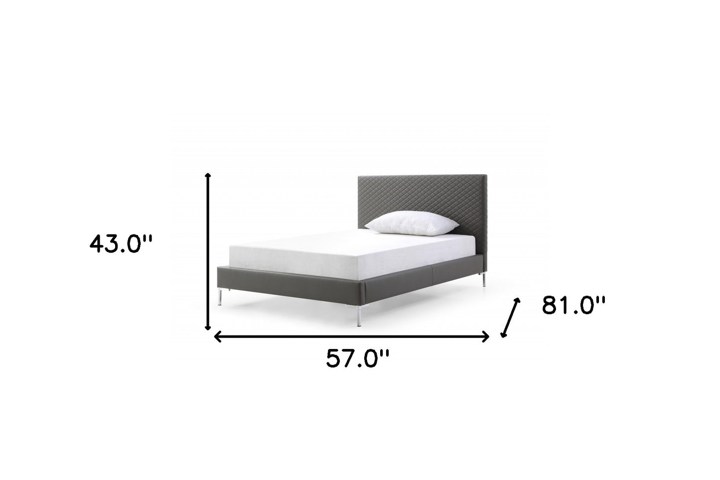 Dark Gray Faux Leather Full Bed Frame