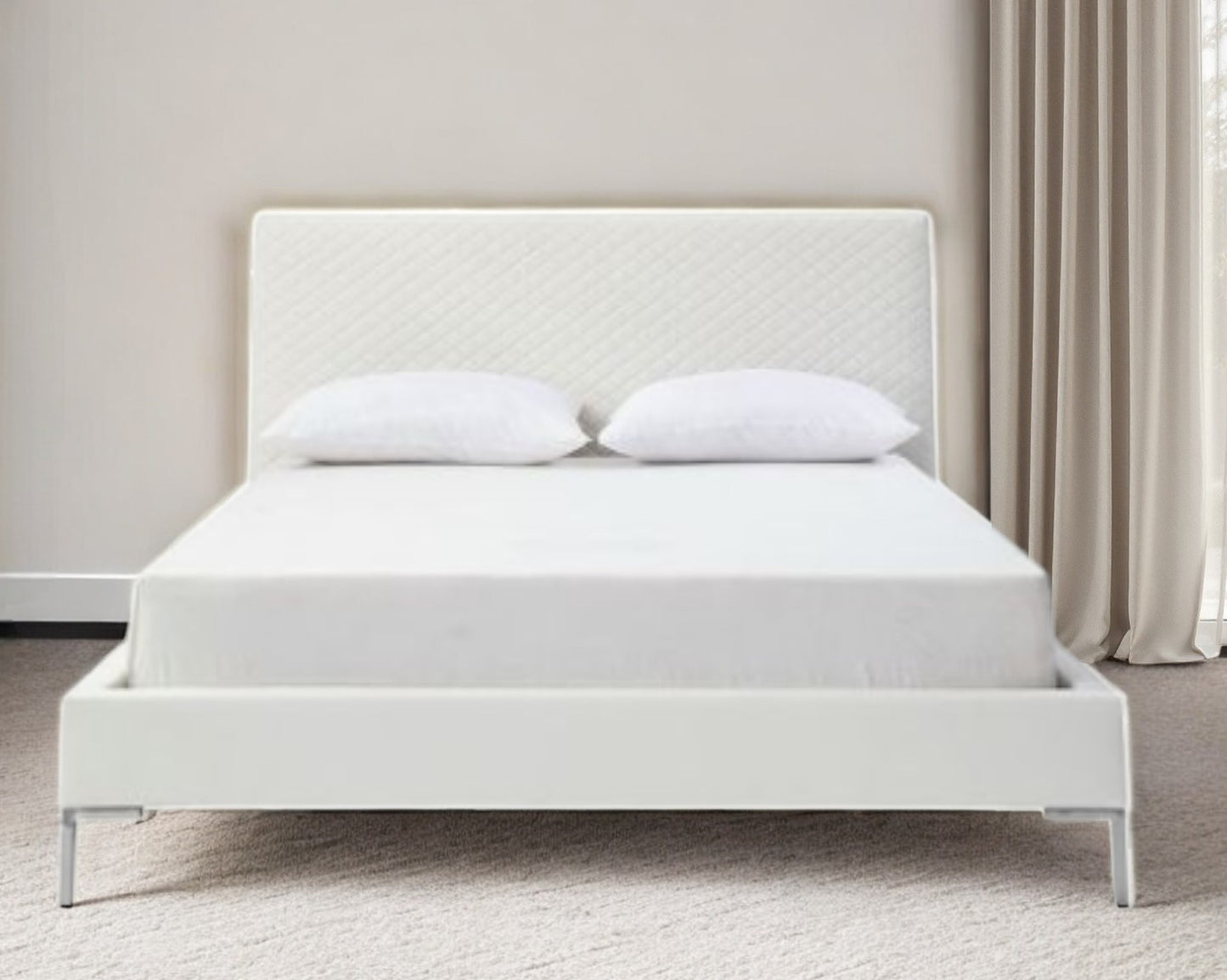 White Faux Leather Full Bed Frame