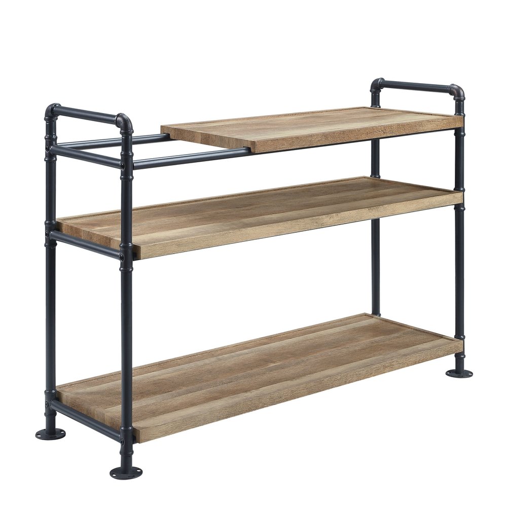Brown And Black Metal Three Tier Etagere Bookcase