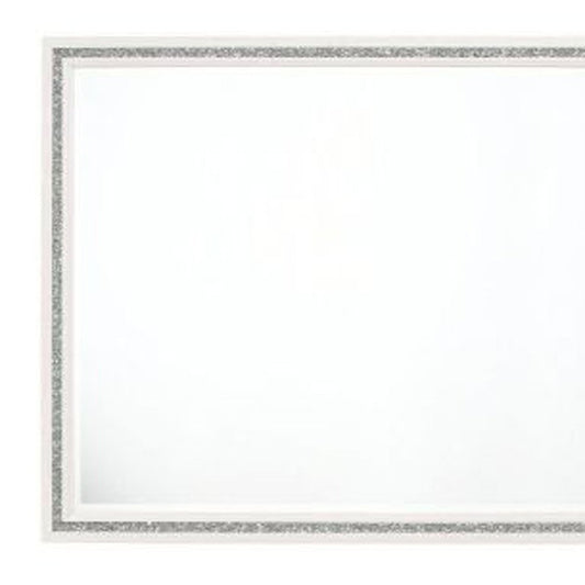 35" White Wood Framed Mounted Dresser Mirror