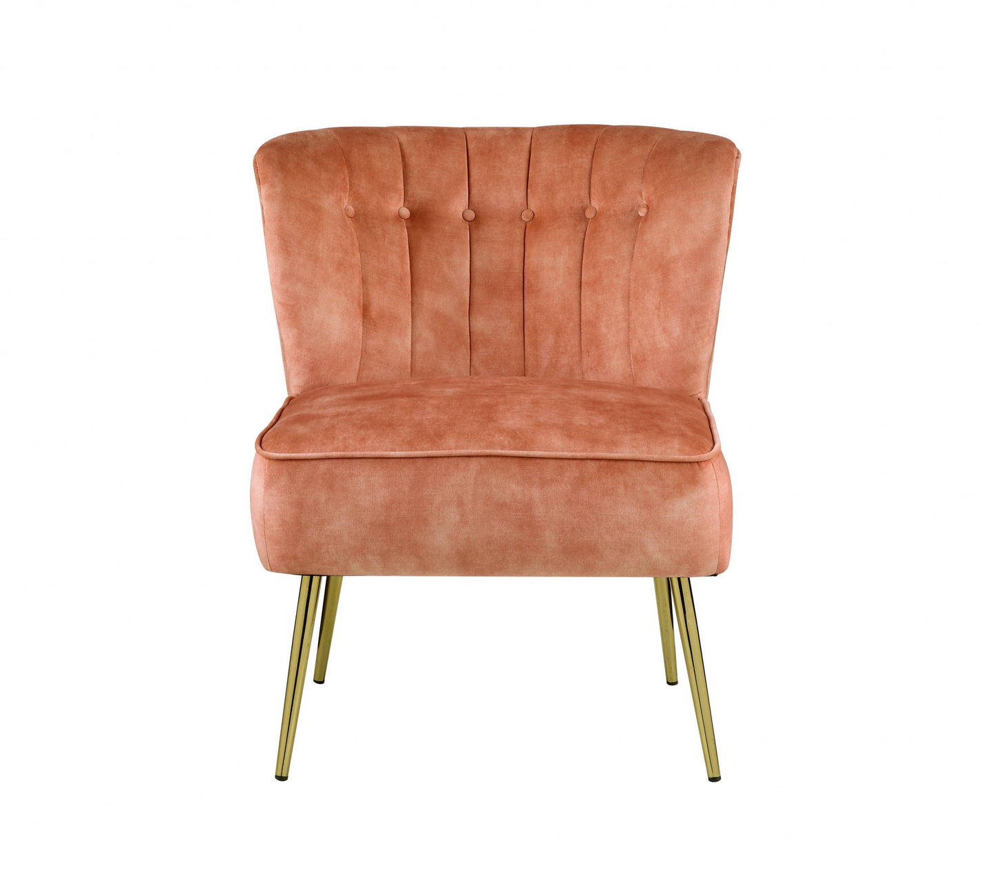 26" Burnt Orange and Brown Velvet Slipper Chair