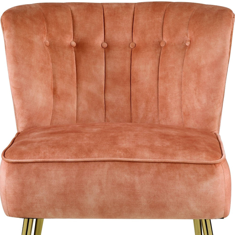 26" Burnt Orange and Brown Velvet Slipper Chair