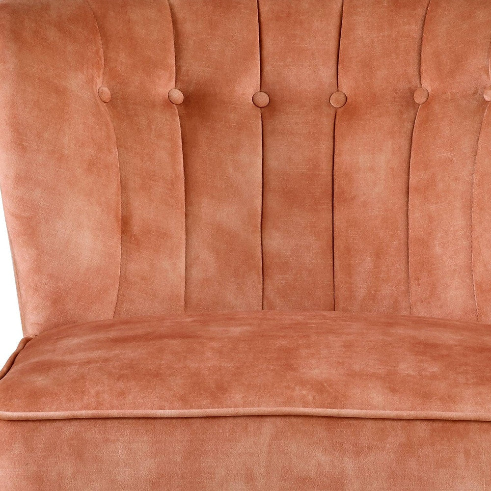 26" Burnt Orange and Brown Velvet Slipper Chair