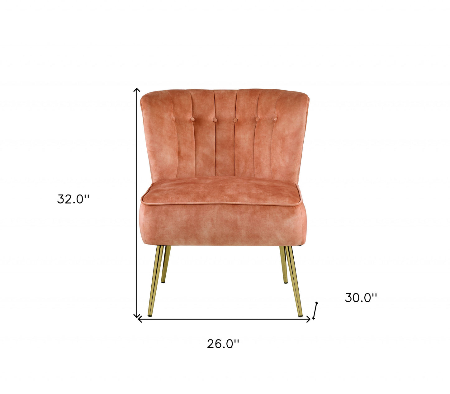 26" Burnt Orange and Brown Velvet Slipper Chair