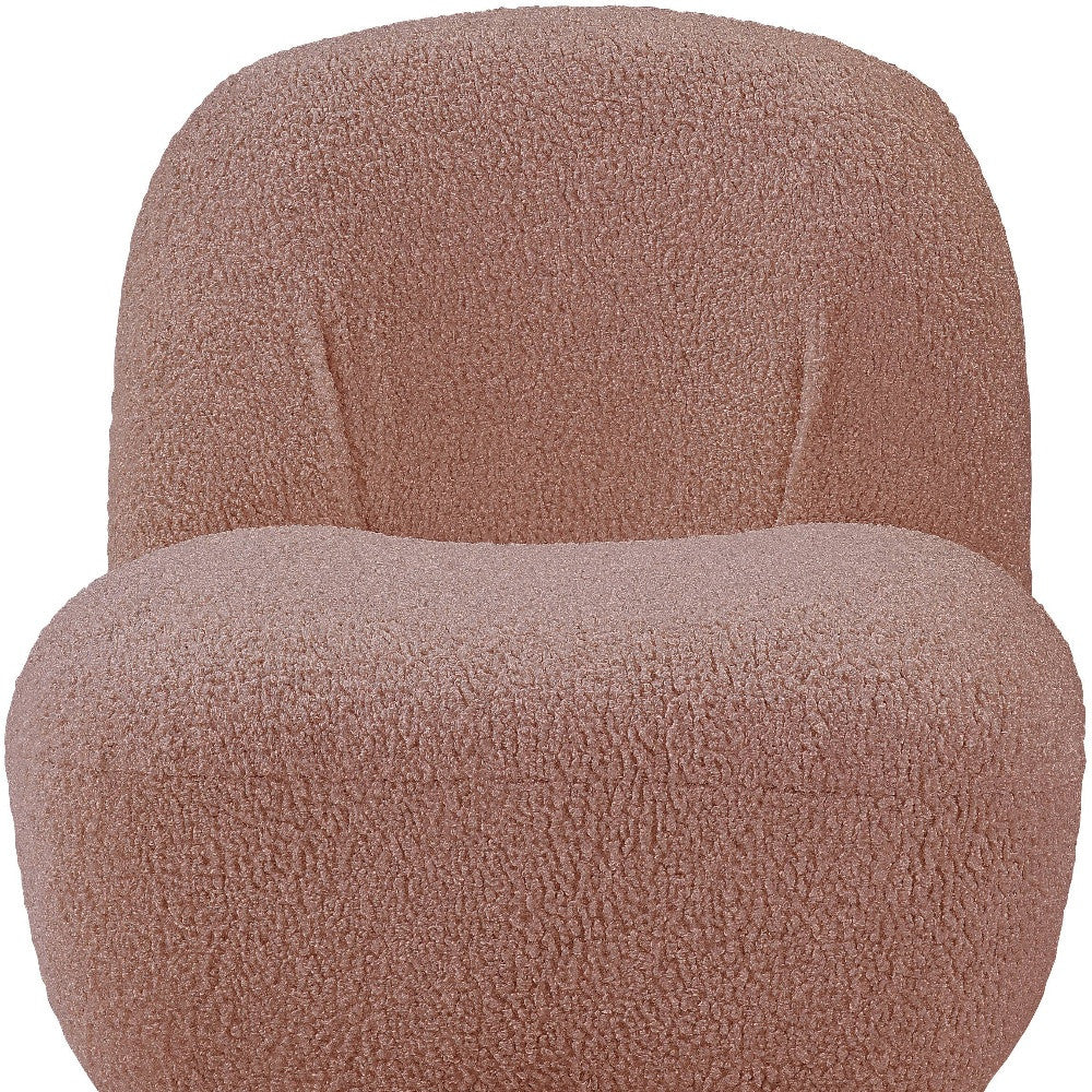 32" Pink and Brown Sherpa Swivel Slipper Chair