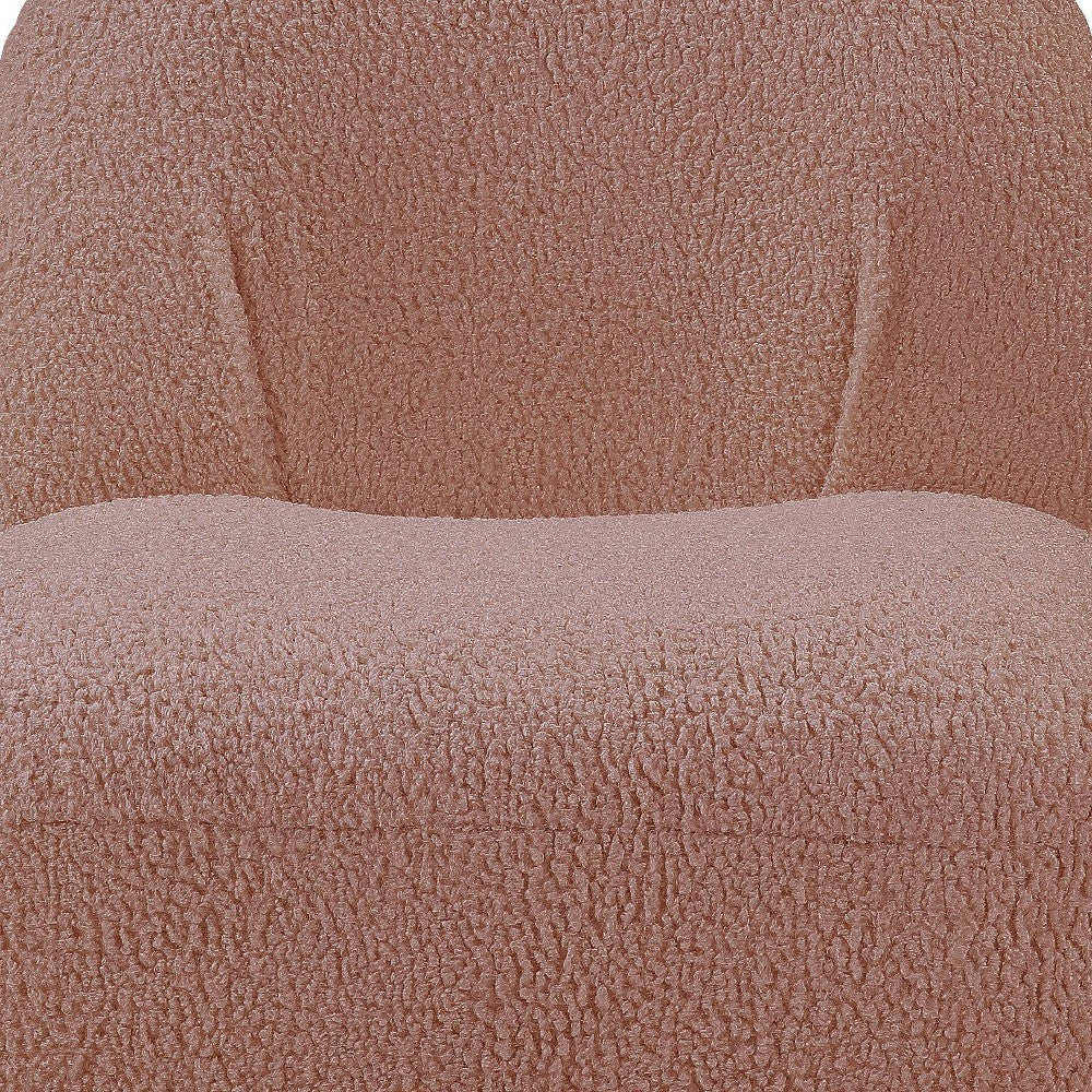 32" Pink and Brown Sherpa Swivel Slipper Chair