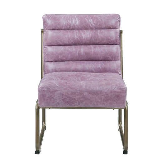 22" Wisteria and Steel Blue Top Grain Leather Ikat Side Chair