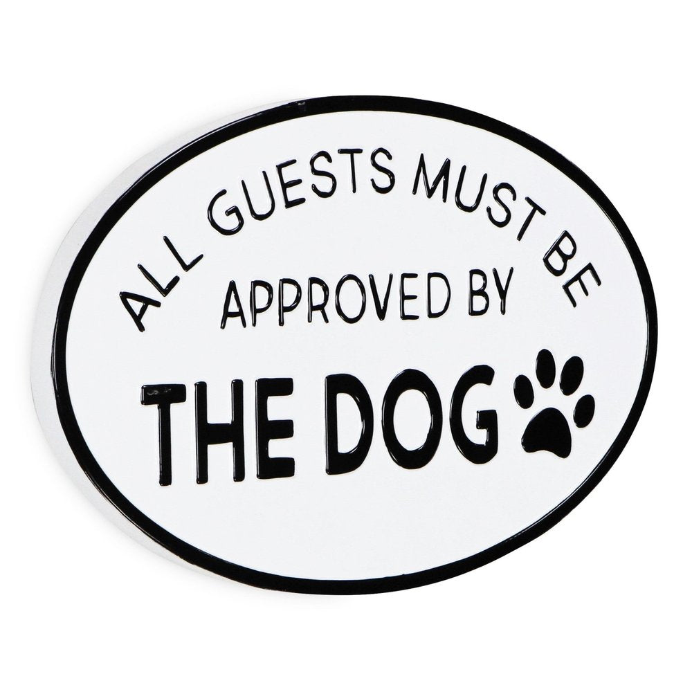 19" Black and White All Guests Approved By The Dog Metal Hanging Text Wall Decor