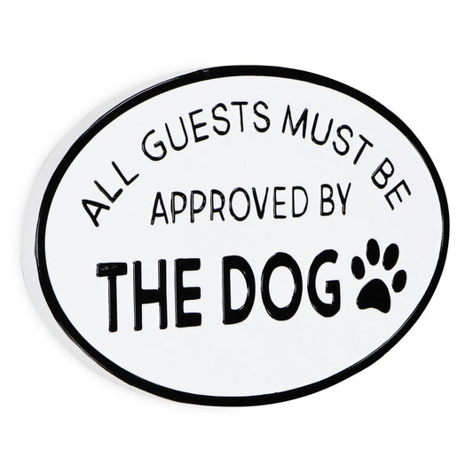 19" Black and White All Guests Approved By The Dog Metal Hanging Text Wall Decor