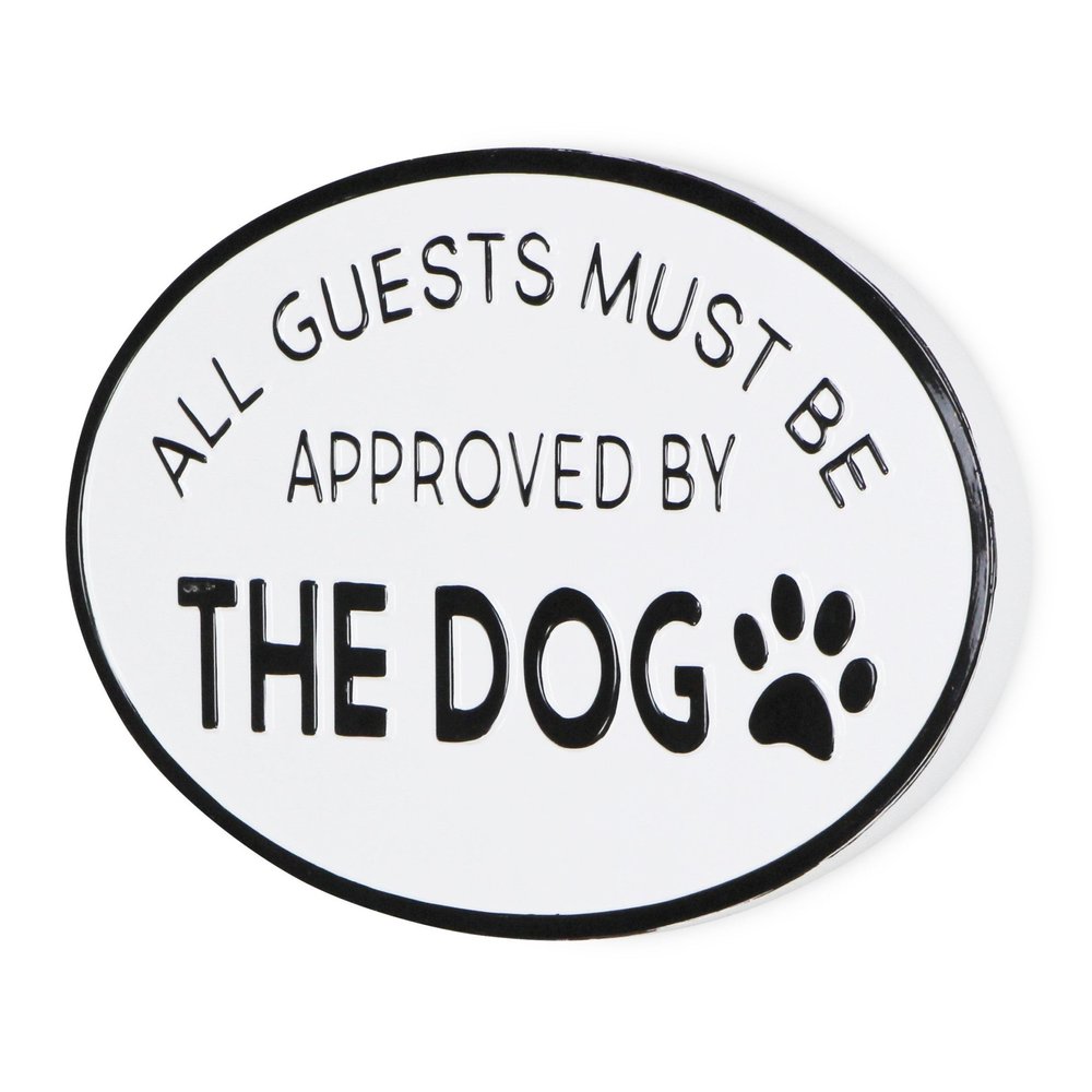 19" Black and White All Guests Approved By The Dog Metal Hanging Text Wall Decor
