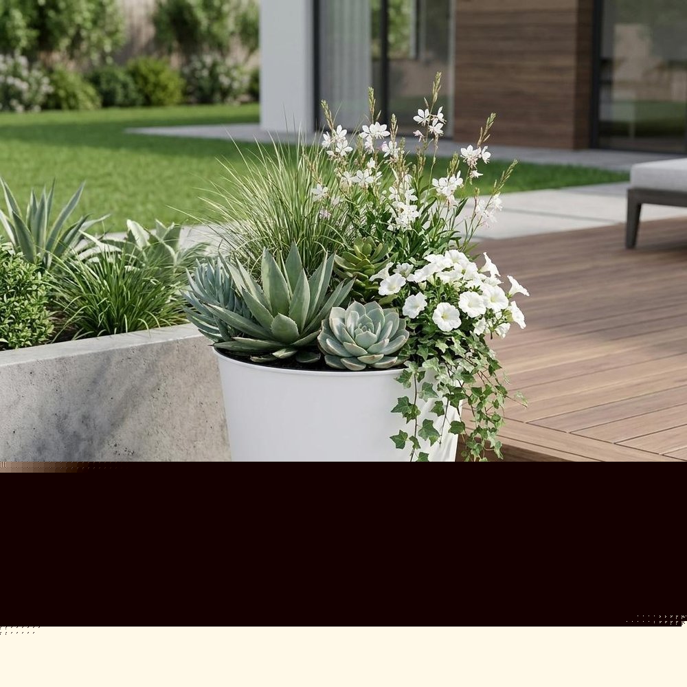 11" White Recycled Plastic Indoor Outdoor Round Pot Planter