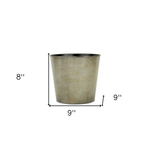 9" Gray Recycled Plastic Indoor Outdoor Round Pot Planter
