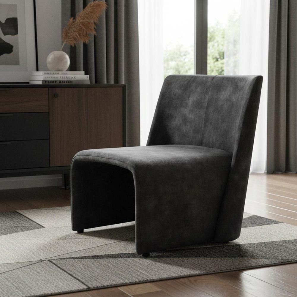 28" Dark Slate Gray Velvet Side Chair