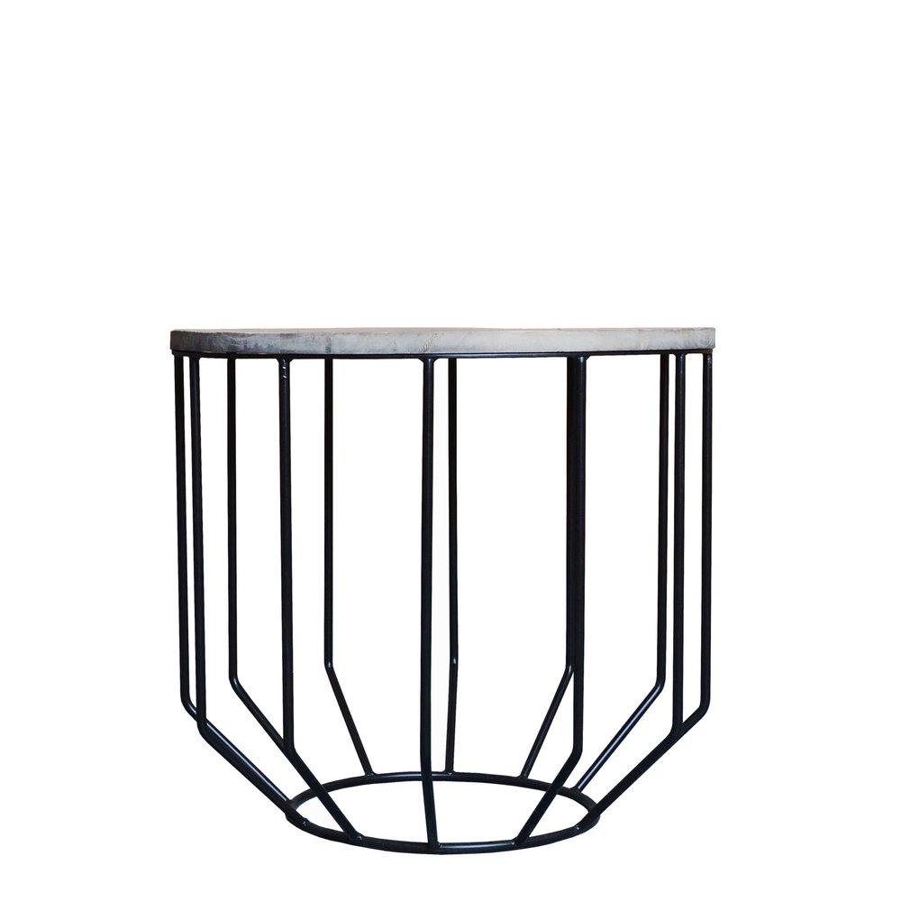 20" Black And Brown Solid Wood And Iron Round End Table