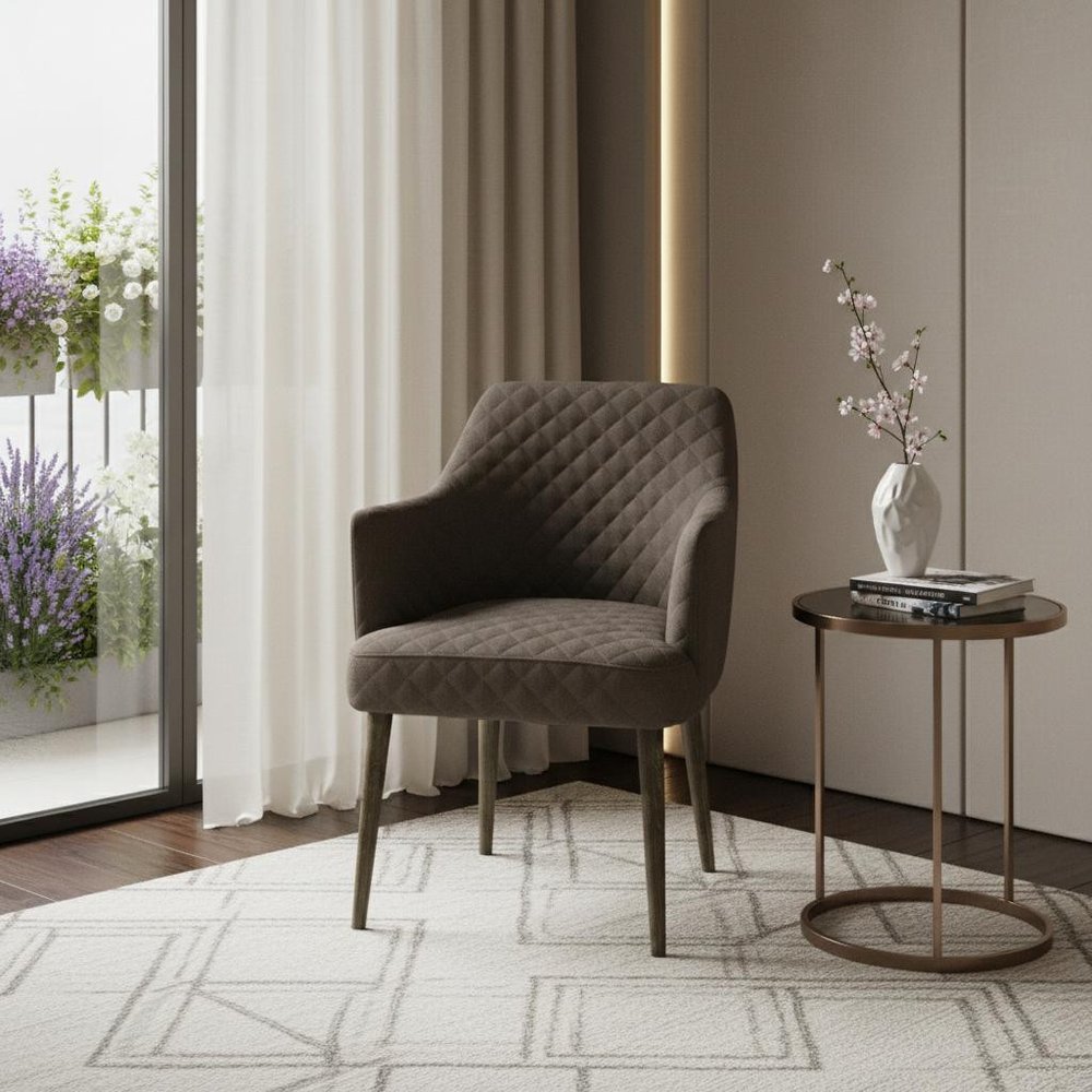 23" Gray Polyester Blend And Natural Solid Color Side Chair