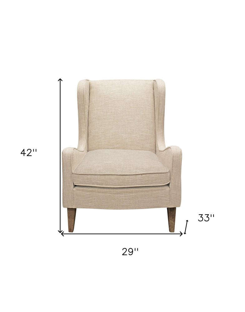 29" Natural Linen Solid Color Lounge Chair