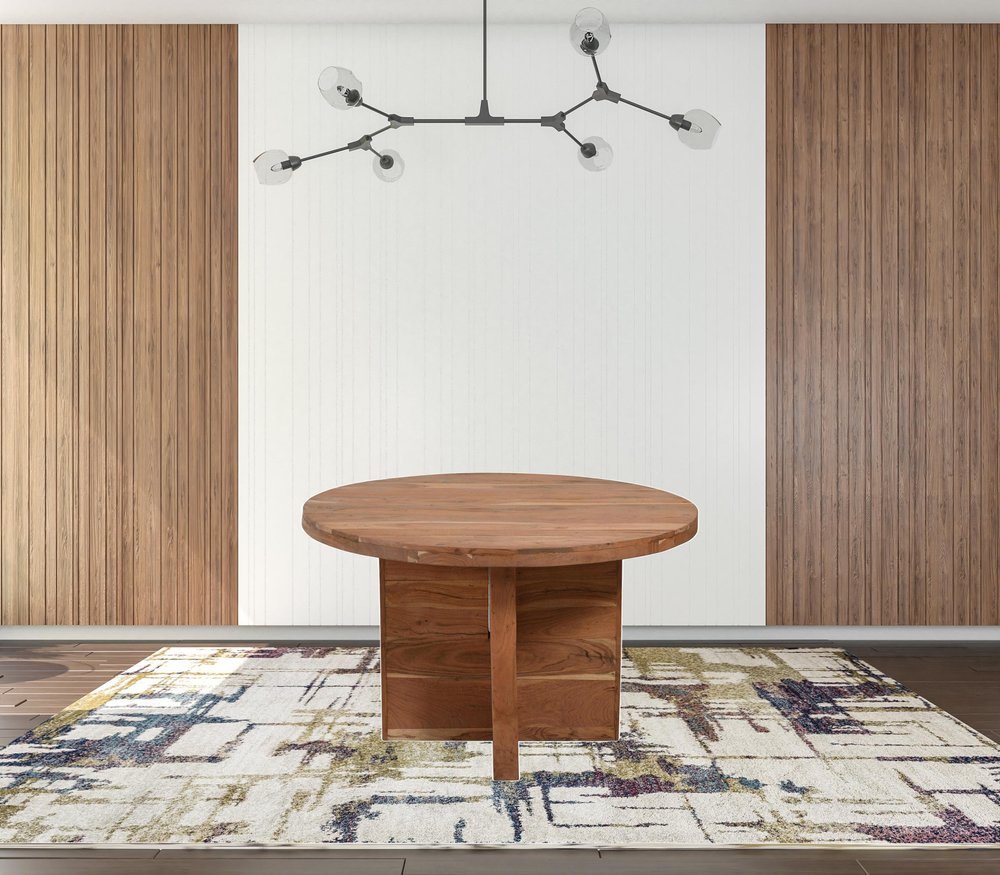 48" Natural Rounded Solid Wood Dining Table