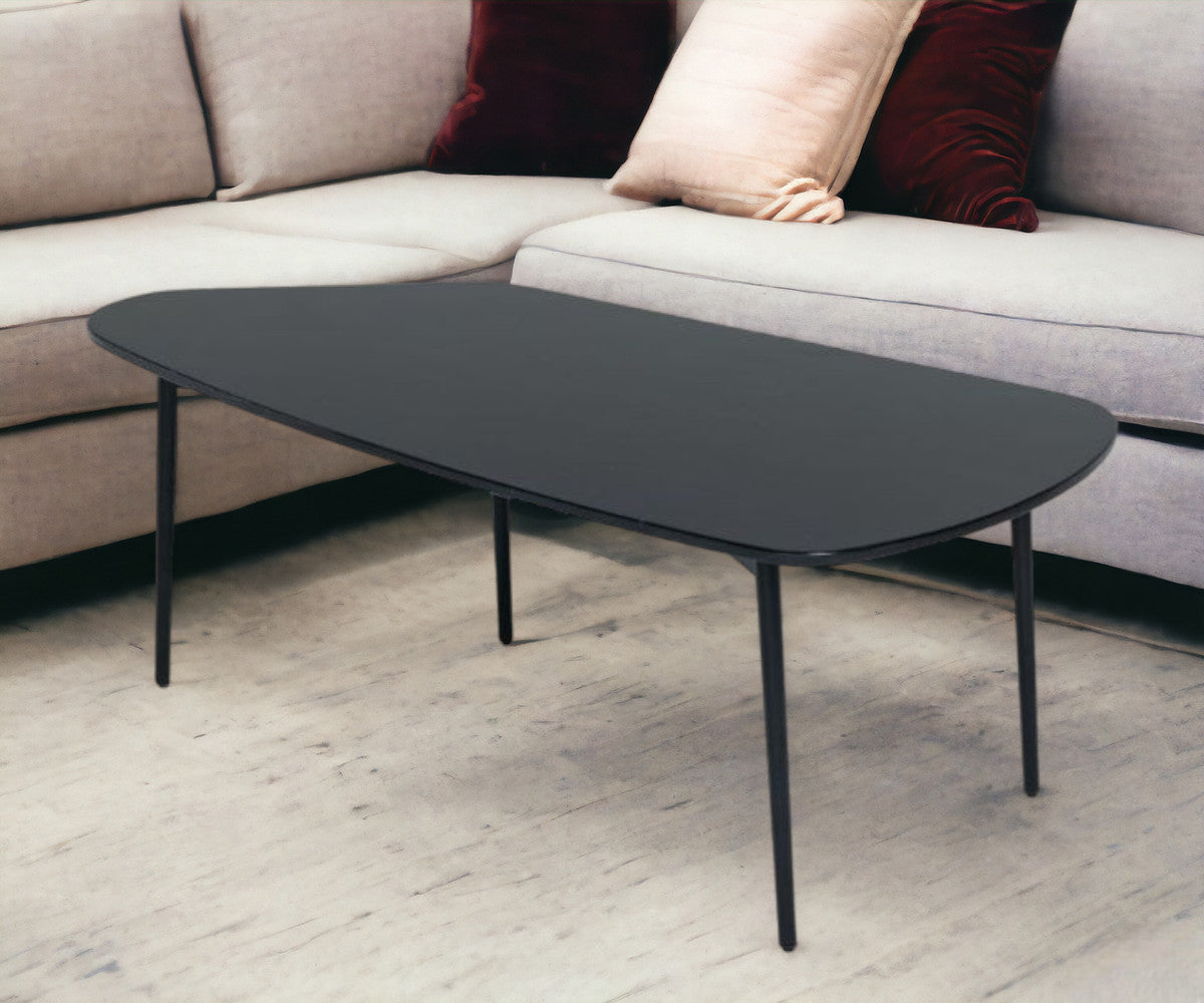 47" Black Faux Marble And Steel Free Form Coffee Table