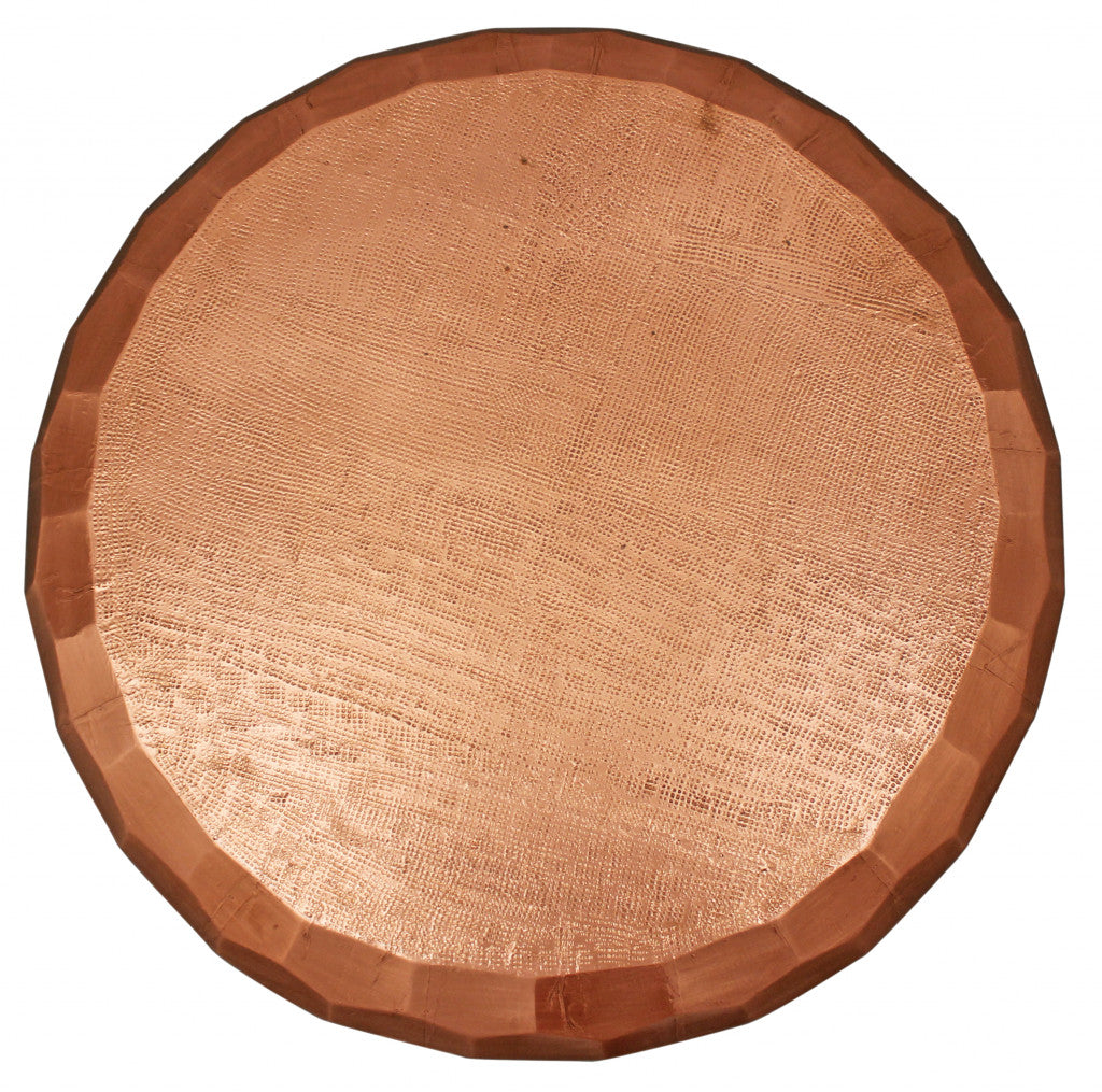 28" Copper Iron Hexagon Drum Drum Coffee Table