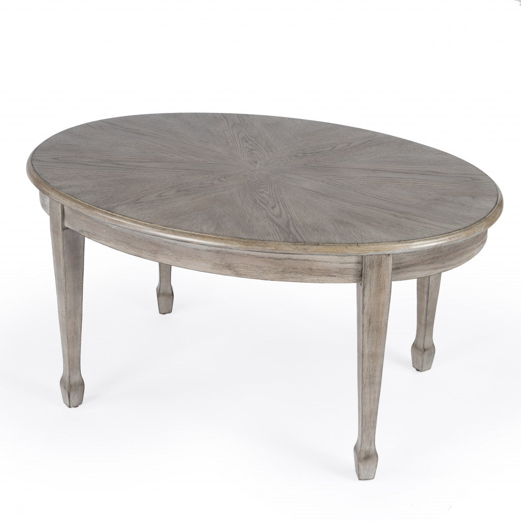 38" Gray Wood Oval Distressed Coffee Table