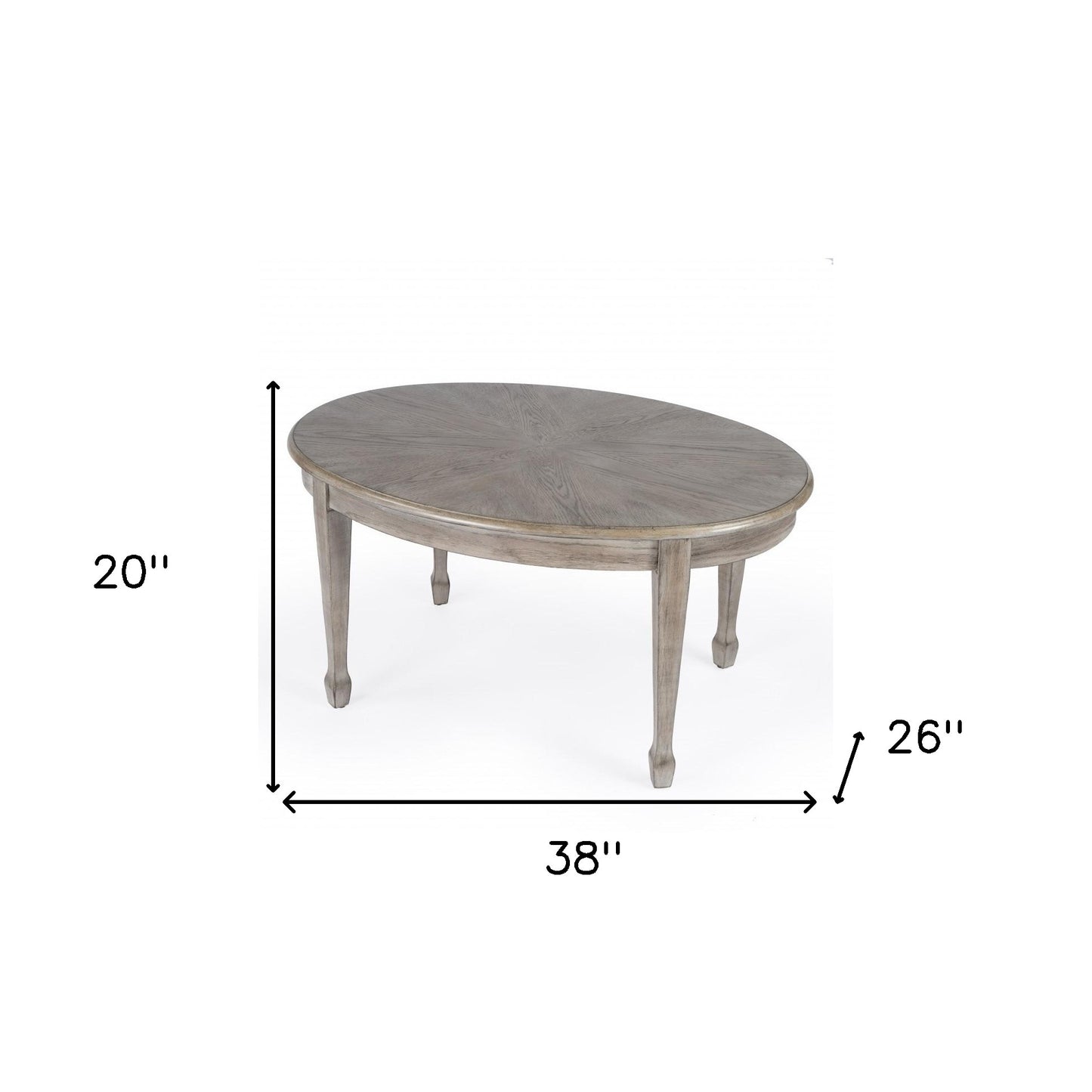 38" Gray Wood Oval Distressed Coffee Table