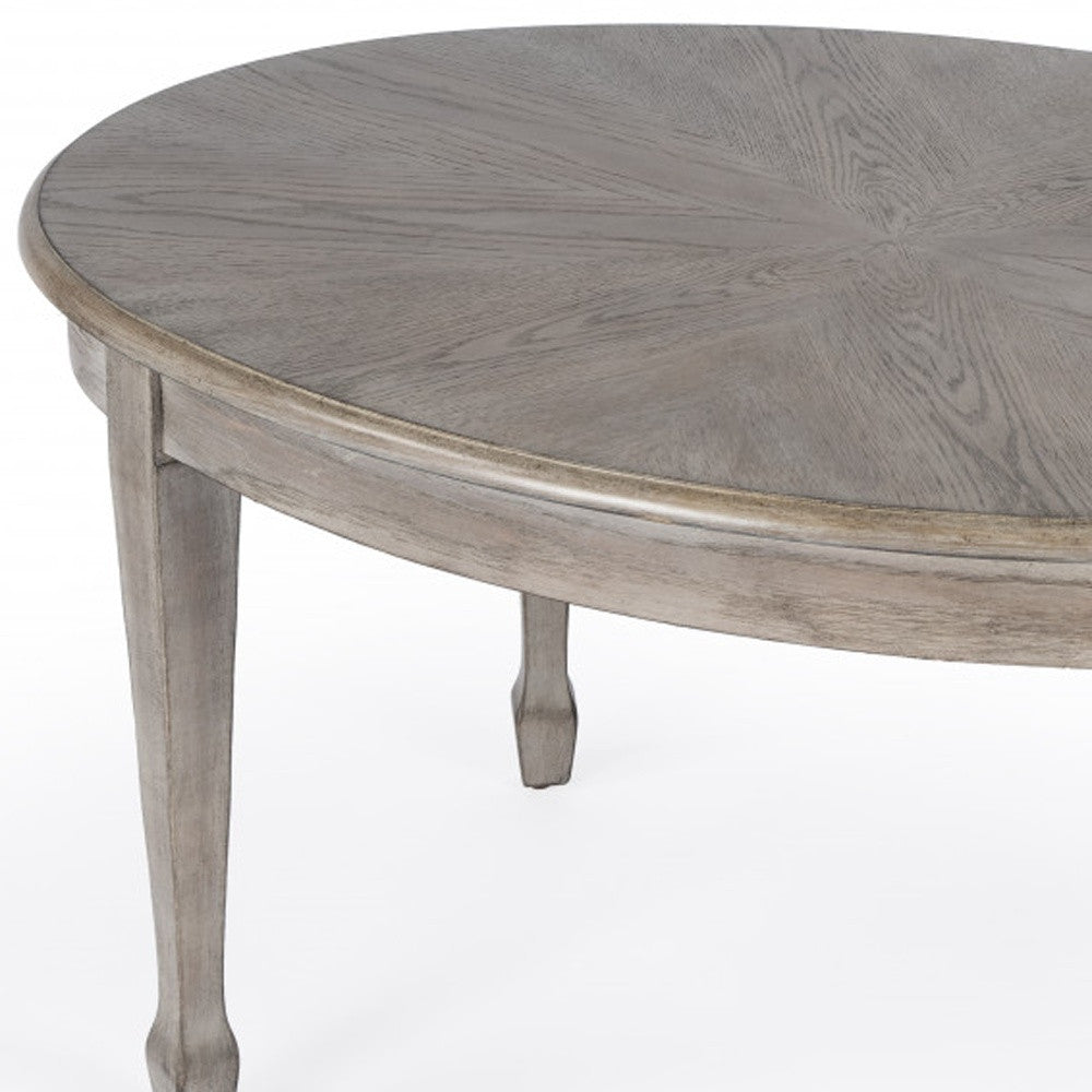 38" Gray Wood Oval Distressed Coffee Table