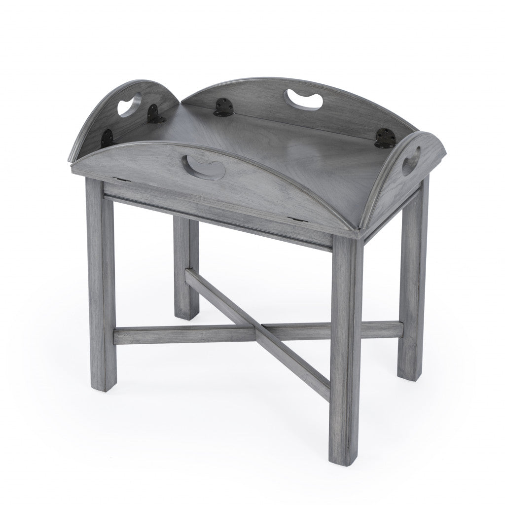 30" Gray Wood Oval Distressed Coffee Table