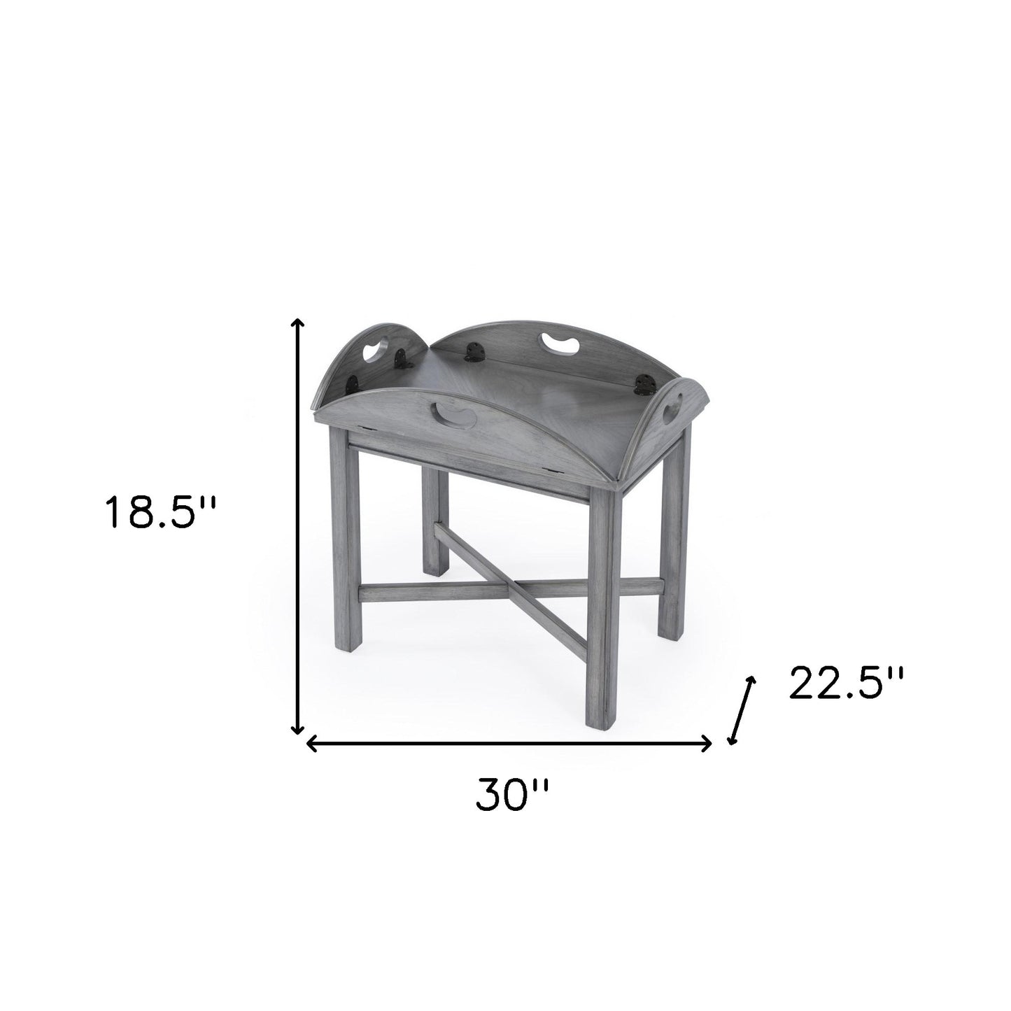 30" Gray Wood Oval Distressed Coffee Table