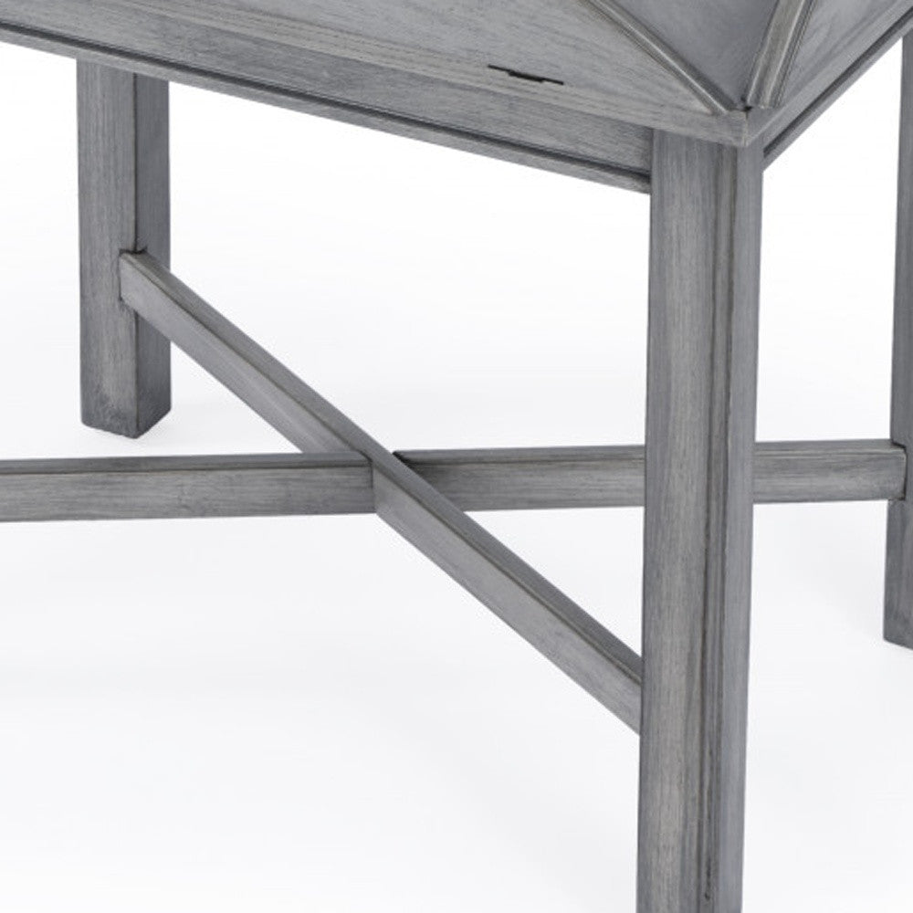 30" Gray Wood Oval Distressed Coffee Table