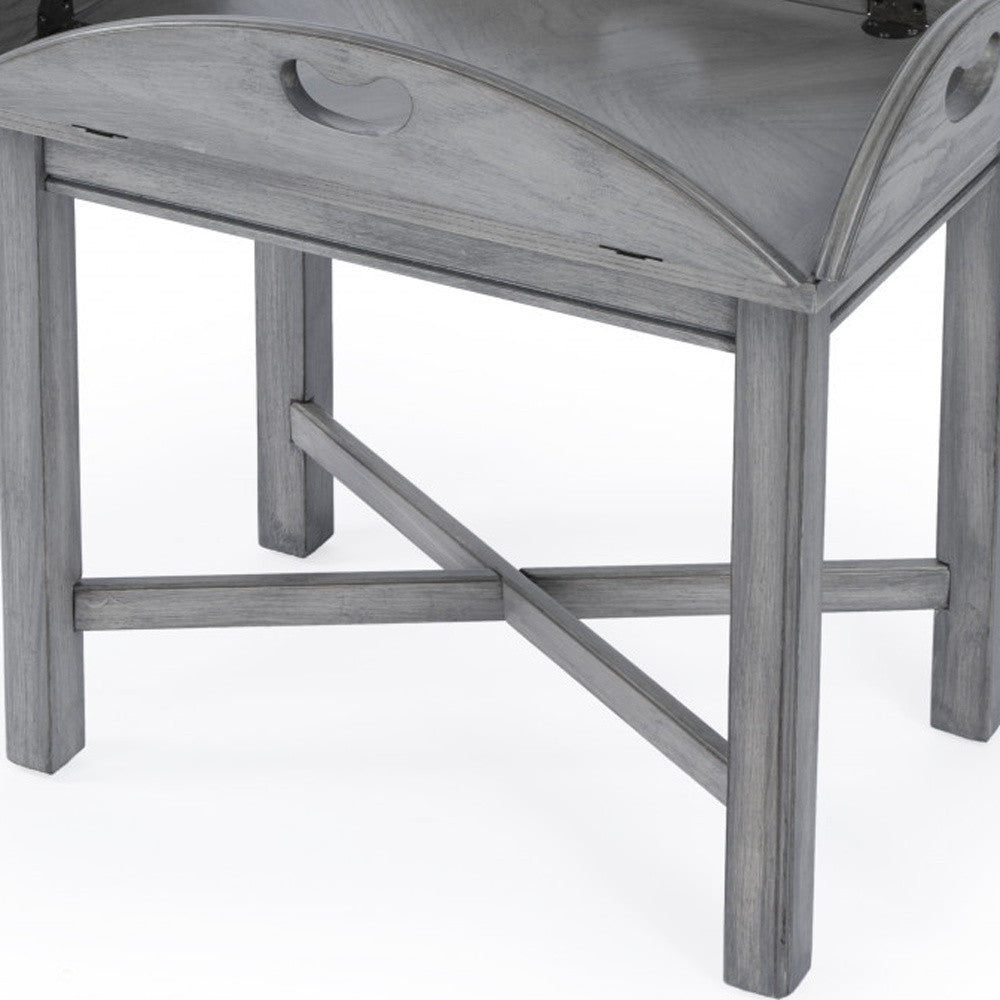 30" Gray Wood Oval Distressed Coffee Table