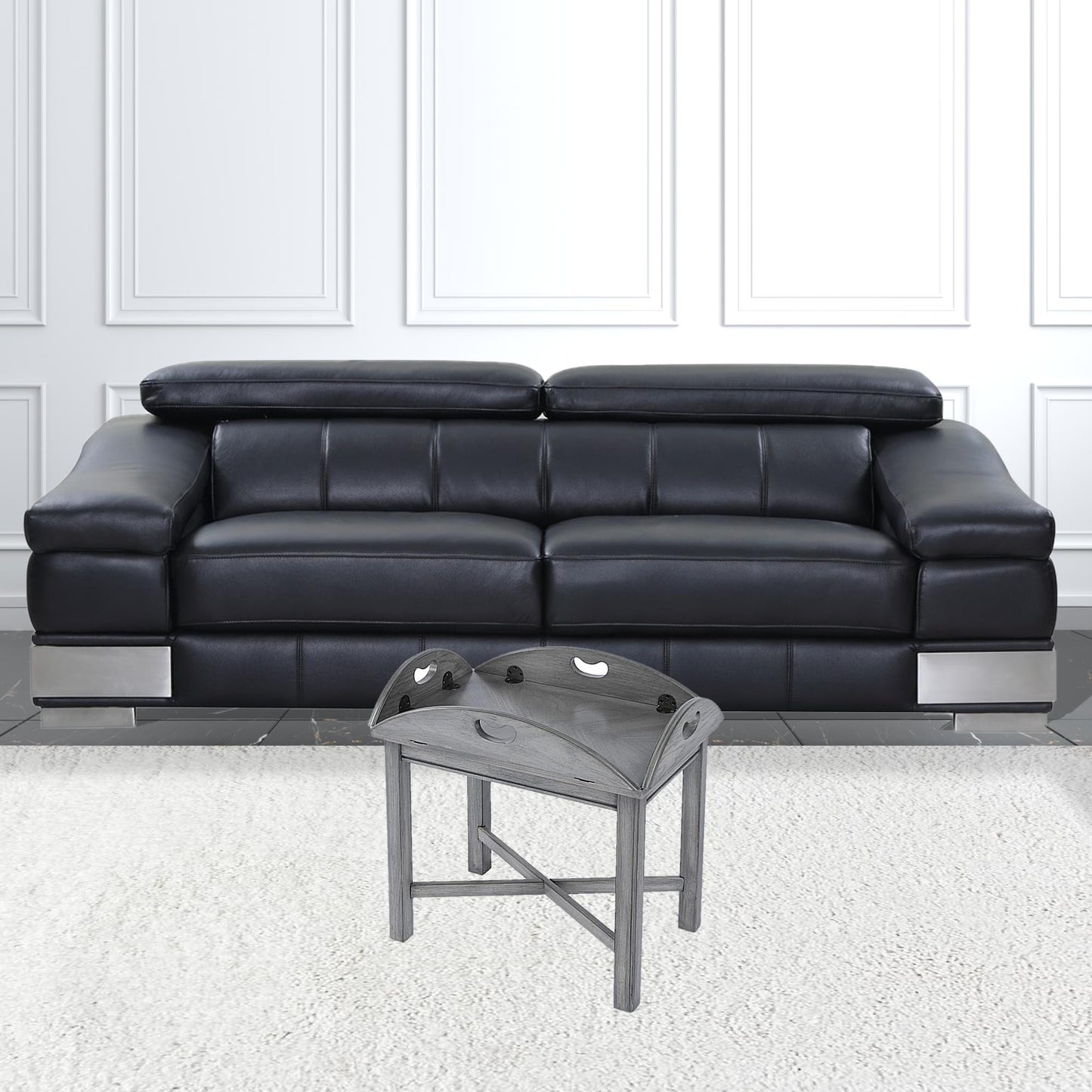 30" Gray Wood Oval Distressed Coffee Table