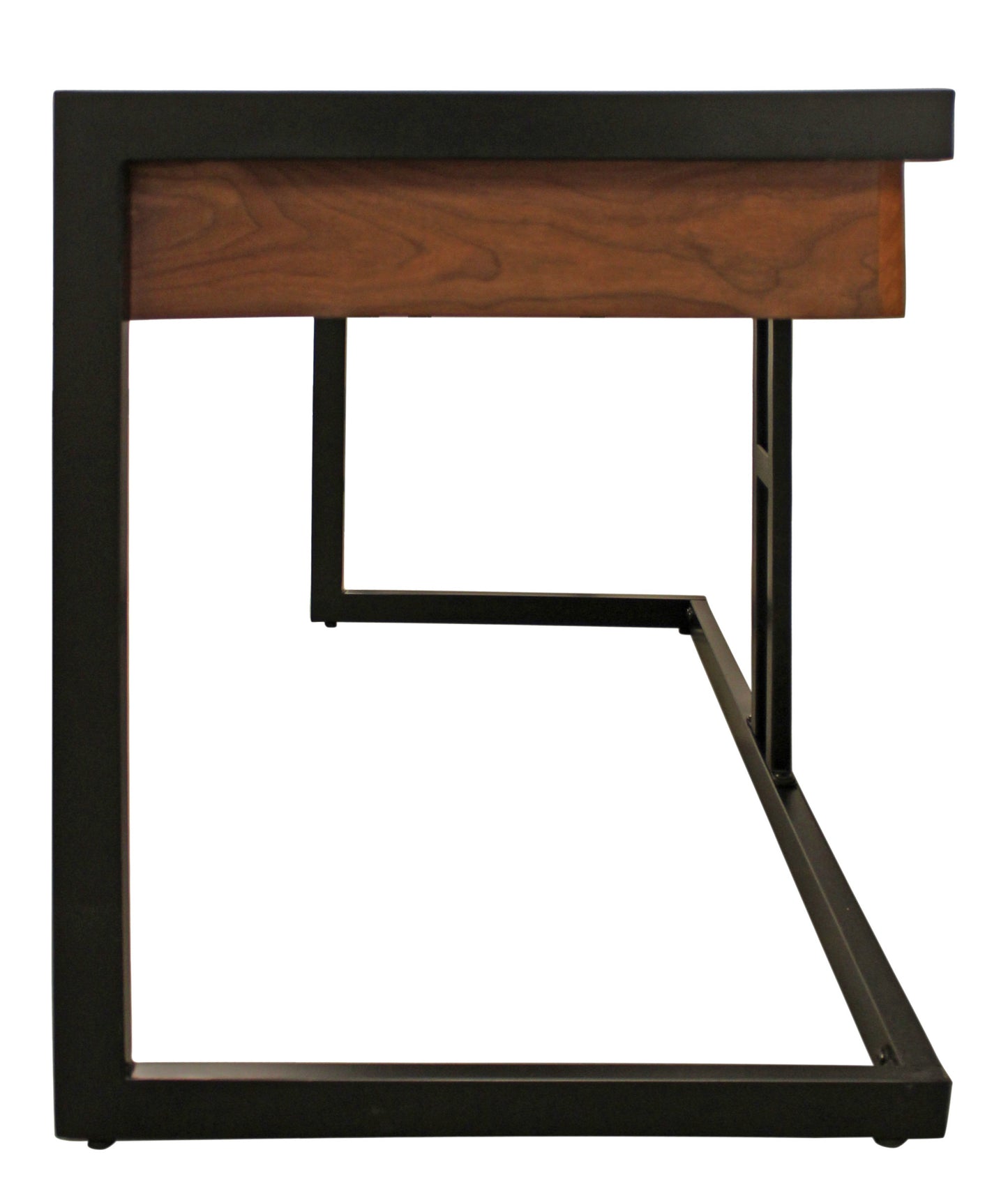 60" Brown And Black Acacia Solid Wood Executive Desk With Three Drawers