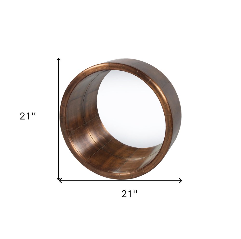 21" Copper Round Metal Framed Accent Mirror