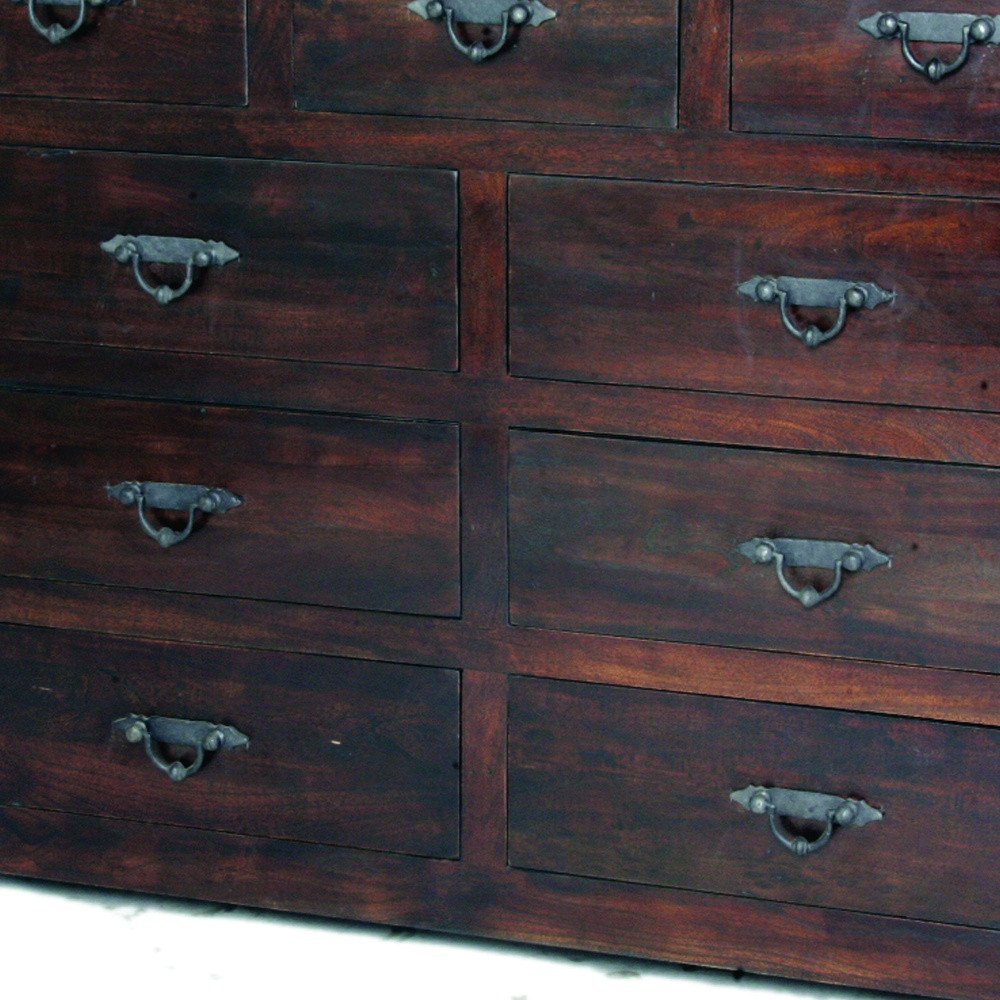 60" Brown Solid Wood Nine Drawer Double Dresser