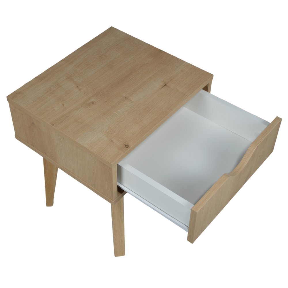 18" Natural Solid Manufactured Wood and Wood One Drawer Nightstand