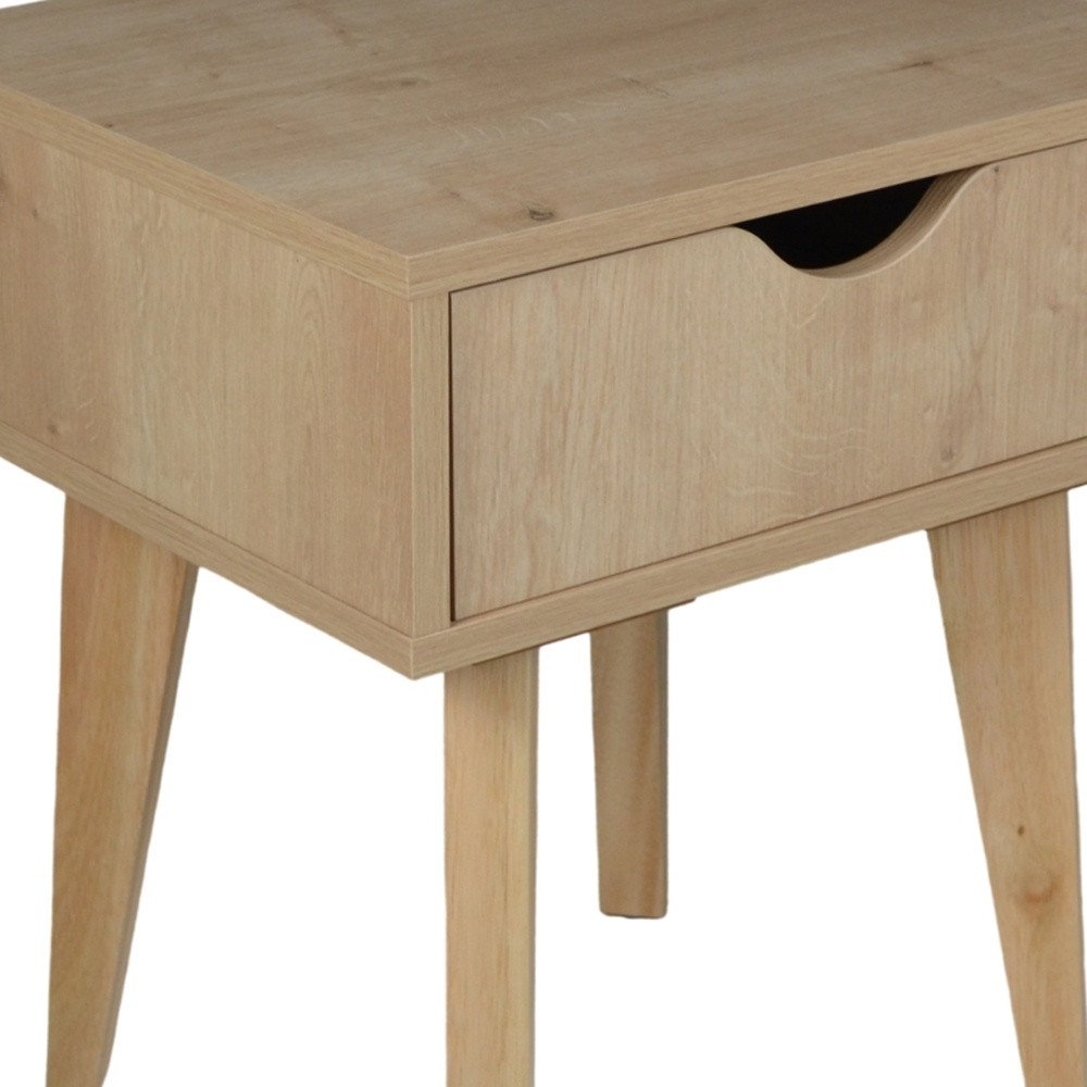 18" Natural Solid Manufactured Wood and Wood One Drawer Nightstand