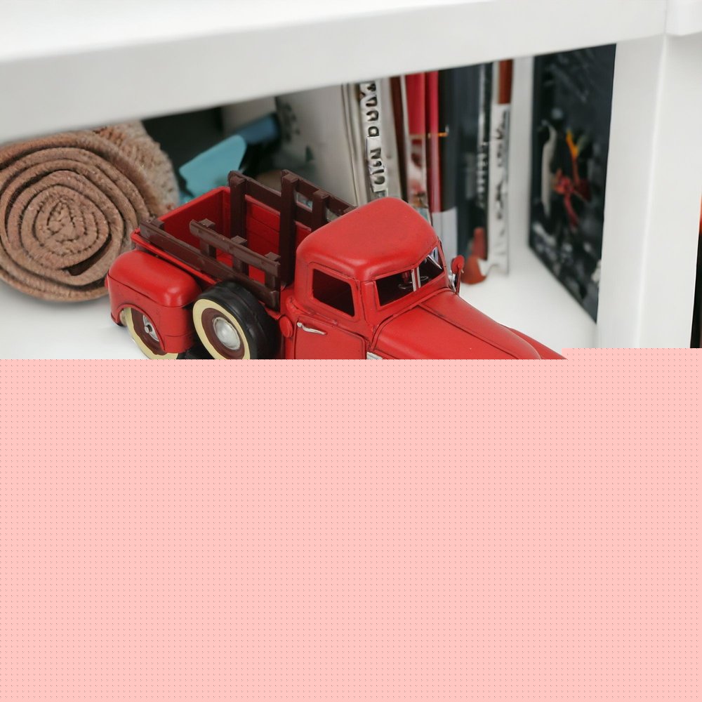 6" Red and Black Metal Hand Painted 1950's Red Truck Model Car