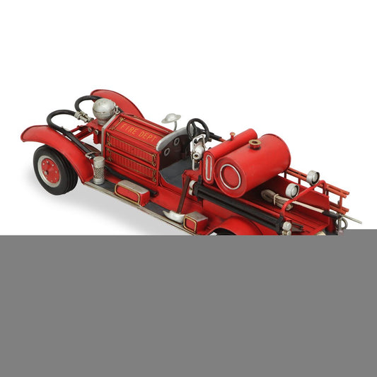 6" Red and Silver Metal Hand Painted 1920's Fire Truck Model Car