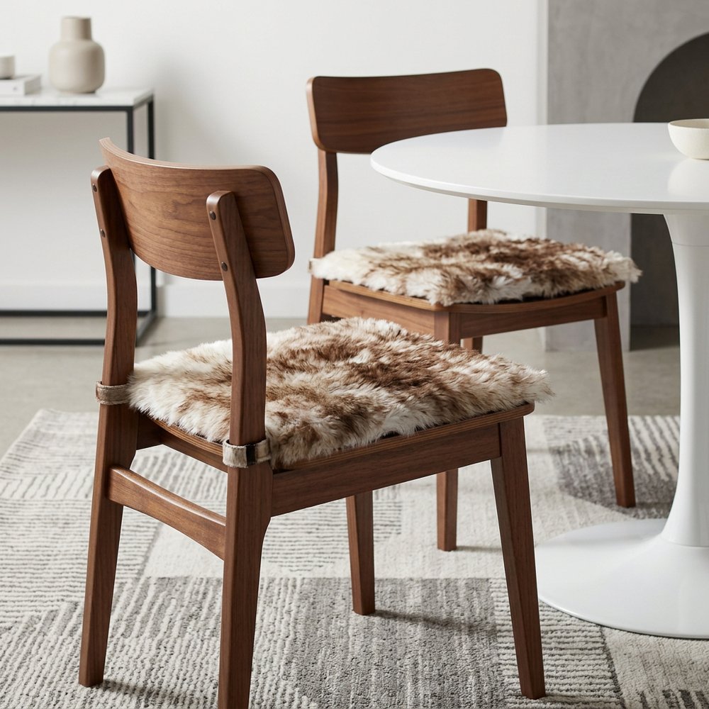 Set Of Two 17" X 17" Gradient Chocolate Wool Chair Pads