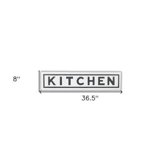 8" X 37" White and Black Kitchen Metal Wall Decor