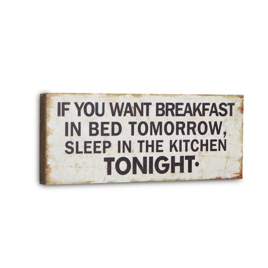 9" X 24" White and Black If You Want Breakfast Wood Wall Decor