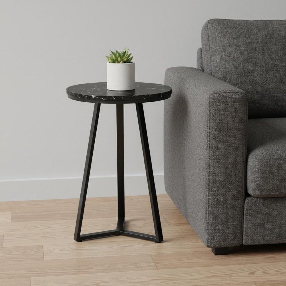 22" Black Round End Table