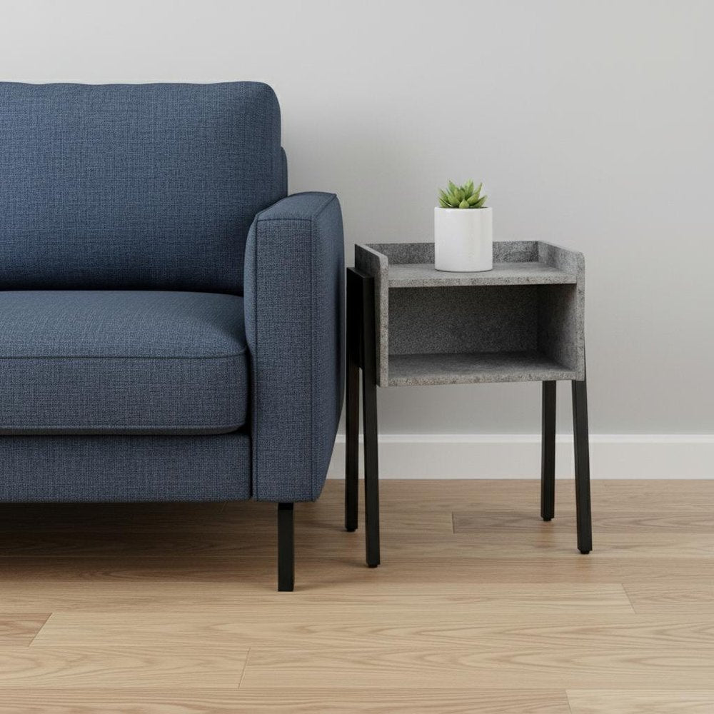 23" Black And Gray End Table With Shelf