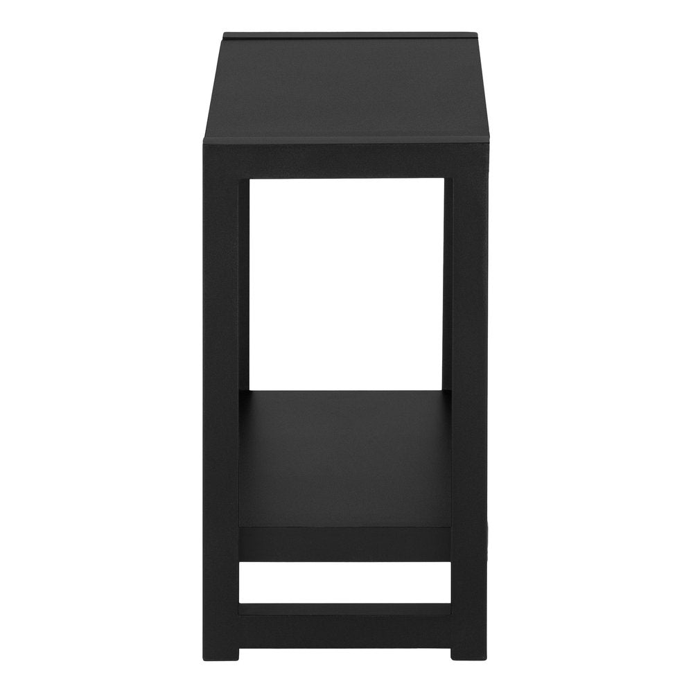 22" Black Wood And Metal Frame End Table With Shelf