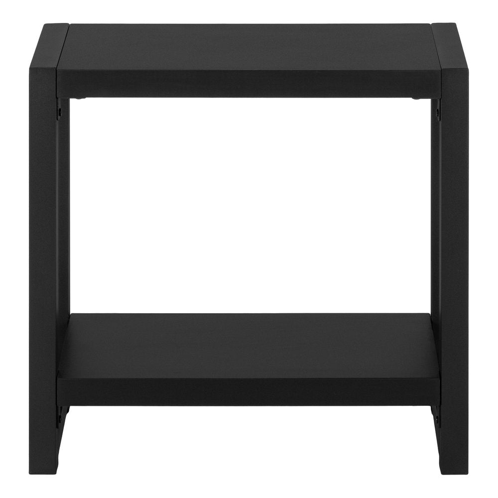 22" Black Wood And Metal Frame End Table With Shelf