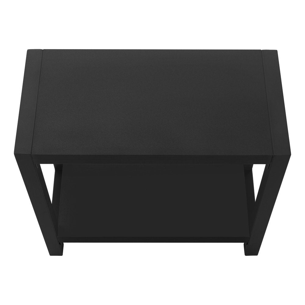 22" Black Wood And Metal Frame End Table With Shelf